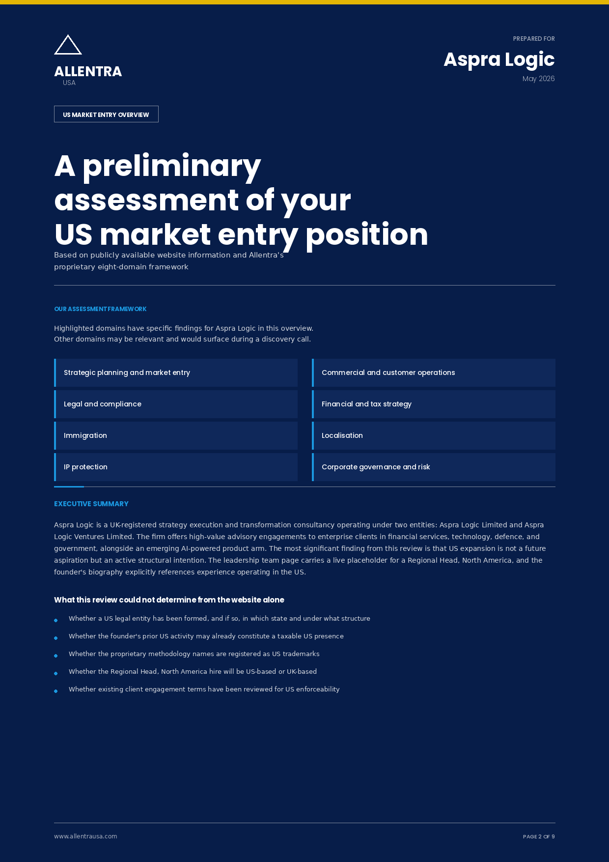 US Benchmark Report — sample cover